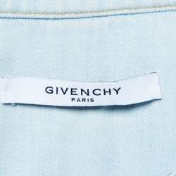 Pre Owned Givenchy Light Blue Denim Leather Trim Detail Shirt M