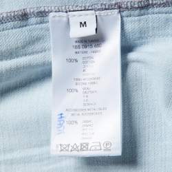 Pre Owned Givenchy Light Blue Denim Leather Trim Detail Shirt M