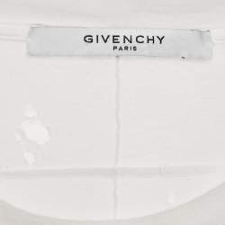 Givenchy White Logo Printed Cotton Distressed T-Shirt S