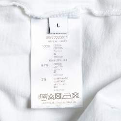 Givenchy White Logo Print Cotton Distressed T-Shirt L