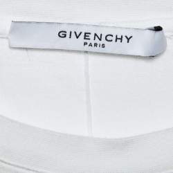 Givenchy White Logo Print Cotton Distressed T-Shirt L