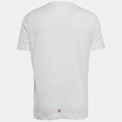 Pre Owned Givenchy White Logo Print Crew Neck T-Shirt M