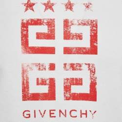 Pre Owned Givenchy White Logo Print Crew Neck T-Shirt M