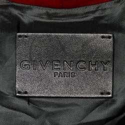 Pre Owned Givenchy Red Jersey & Leather Zip Up Hooded Jacket L