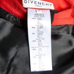 Pre Owned Givenchy Red Jersey & Leather Zip Up Hooded Jacket L