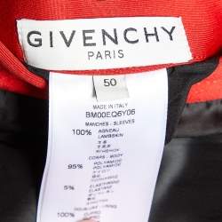 Pre Owned Givenchy Red Jersey & Leather Zip Up Hooded Jacket L