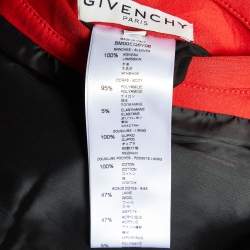Pre Owned Givenchy Red Jersey & Leather Zip Up Hooded Jacket L
