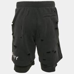 Givenchy Black Distressed Cotton Knit Archetype Shorts M