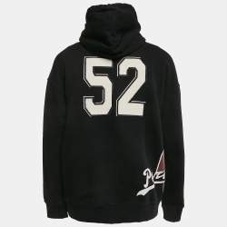 Givenchy Black Cotton Knit Applique Detail Hooded Sweatshirt L 