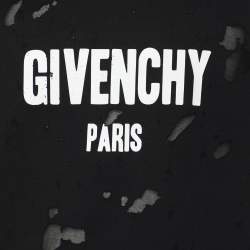 Pre Owned Givenchy Black Logo Print Cotton Distressed T-Shirt M
