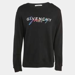 Givenchy Black Signature Embroidered Cotton Knit Crewneck Sweatshirt M