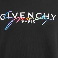 Givenchy Black Signature Embroidered Cotton Knit Crewneck Sweatshirt M