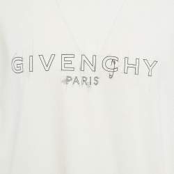 Pre Owned Givenchy White Logo Print Cotton Crew Neck XL