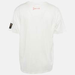 Pre Owned Givenchy White Logo Print Cotton Crew Neck XL