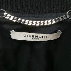 Givenchy Black/Blue Leather and Satin Bomber Jacket XL