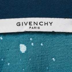 Givenchy Blue Logo Print Distressed Cotton Crew Neck T-Shirt S