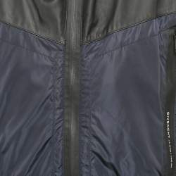 Pre Owned Givenchy Black/Navy Blue Leather and Nylon Blouson Jacket L