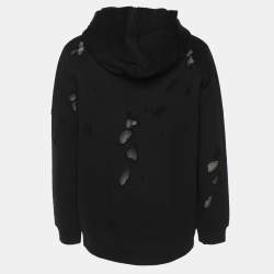 Givenchy Black Cotton Knit Ripped Hoodie M