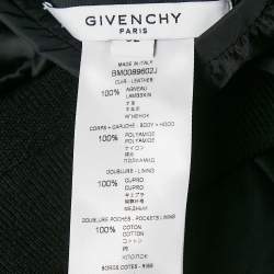 Givenchy Black Nylon and Leather Zip Up Hooded Jacket XL