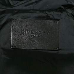 Givenchy Black Nylon and Leather Zip Up Hooded Jacket XL