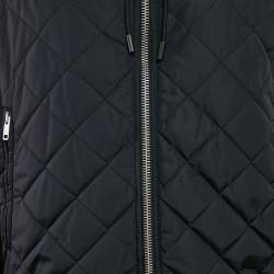 Givenchy Black Nylon and Leather Zip Up Hooded Jacket XL