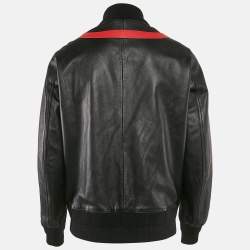 Givenchy Black Star Applique Leather Bomber Jacket L