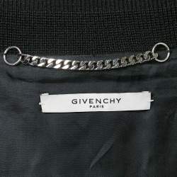 Givenchy Black Star Applique Leather Bomber Jacket L