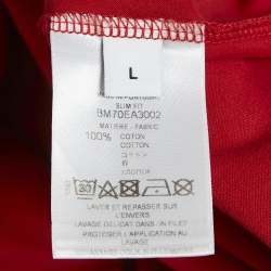 Givenchy Red Applique Jersey Crewneck T-Shirt L