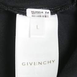 Pre Owned تِي شيرت جيرسي جيفنشي تطريز شعار أسود ضيق القَصّة مقاس كبير (لارج)