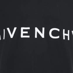 Pre Owned تِي شيرت جيرسي جيفنشي تطريز شعار أسود ضيق القَصّة مقاس كبير (لارج)