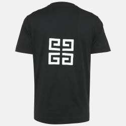 Pre Owned تِي شيرت جيرسي جيفنشي تطريز شعار أسود ضيق القَصّة مقاس كبير (لارج)