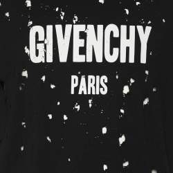 Givenchy Black Cotton Logo Print Ripped Details T-Shirt M