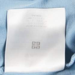 Givenchy Blue Cotton Logo Embroidered Crew Neck T-Shirt XS