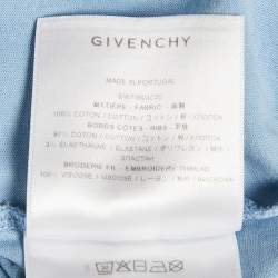 Givenchy Blue Cotton Logo Embroidered Crew Neck T-Shirt XS