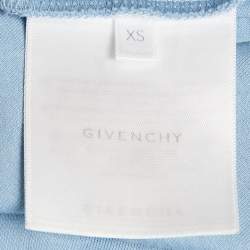 Givenchy Blue Cotton Logo Embroidered Crew Neck T-Shirt XS