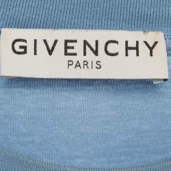 Givenchy Blue Cotton Logo Embroidered Crew Neck T-Shirt XS