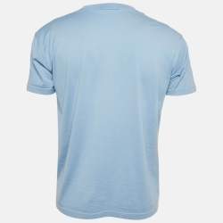 Givenchy Blue Cotton Logo Embroidered Crew Neck T-Shirt XS