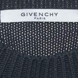 مملوكة مسبقًا Givenchy Navy Blue Logo Intarsia Rib Knit Crew Neck Sweatshirt M
