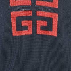 مملوكة مسبقًا Givenchy Navy Blue Logo Intarsia Rib Knit Crew Neck Sweatshirt M