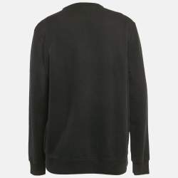 Givenchy Black Madonna Star Print Satin and Cotton Knit Sweatshirt M