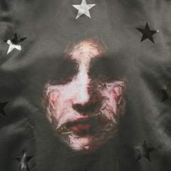 Givenchy Black Madonna Star Print Satin and Cotton Knit Sweatshirt M