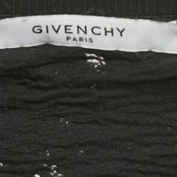 Givenchy Black Logo Print Cotton Knit Distressed Sweatshirt M