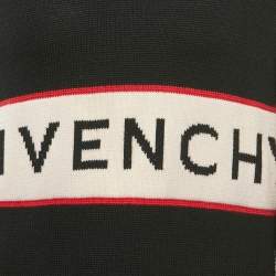 Pre Owned Givenchy Black Logo Intarsia Rib Knit Sweater L