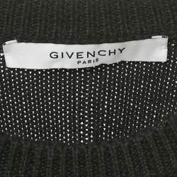 Pre Owned Givenchy Black Logo Intarsia Rib Knit Sweater L