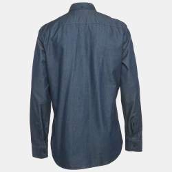 Pre Owned Givenchy Blue Denim Paneled Long Sleeve Shirt XL