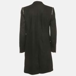 Pre Owned Givenchy Black Wool Zipper Detail Coat XXL
