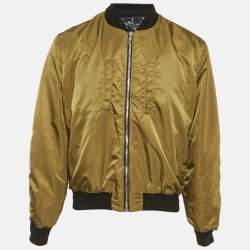 Pre Owned Givenchy Black Thorn & Rose Print Nylon Reversible Bomber Jacket L