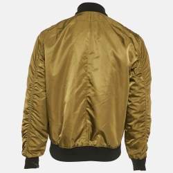 Pre Owned Givenchy Black Thorn & Rose Print Nylon Reversible Bomber Jacket L