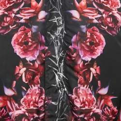 Pre Owned Givenchy Black Thorn & Rose Print Nylon Reversible Bomber Jacket L