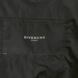 Pre Owned Givenchy Black Chevron Print Nylon Hooded Parka Jacket L